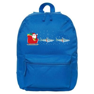 Shark Santa Christmas Sleigh Funny Shark Xmas Gift 16 in Basic Backpack