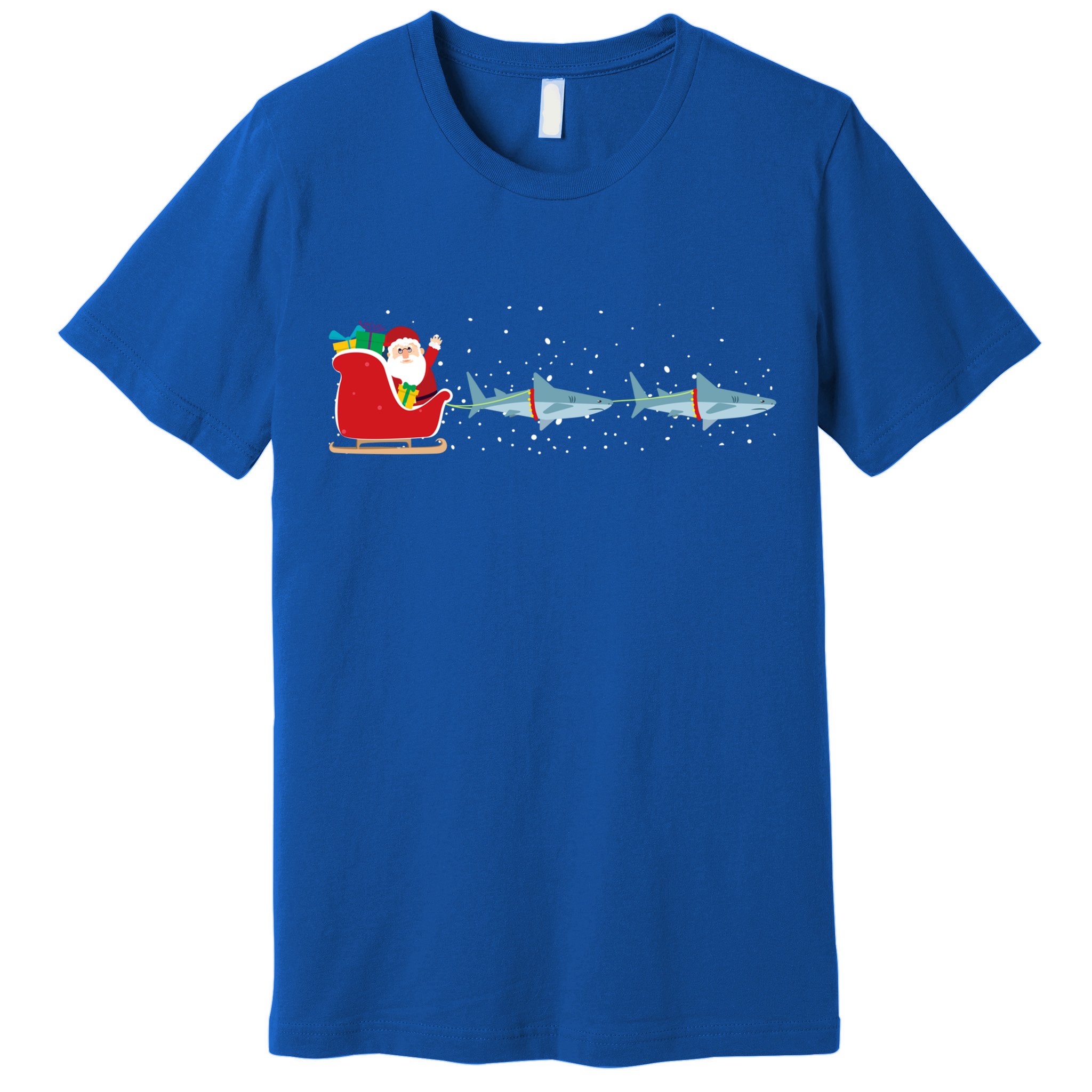 Shark Santa Christmas Sleigh Funny Shark Xmas Gift Premium T-Shirt
