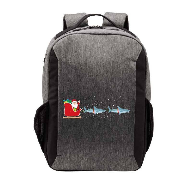 Shark Santa Christmas Sleigh Funny Shark Xmas Gift Vector Backpack