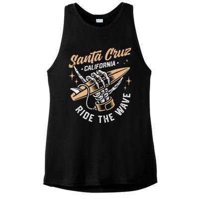 Surfing Santa Cruz Surfer Surfboard Vintage Ladies PosiCharge Tri-Blend Wicking Tank