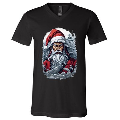 Samurai Santa Claus V-Neck T-Shirt