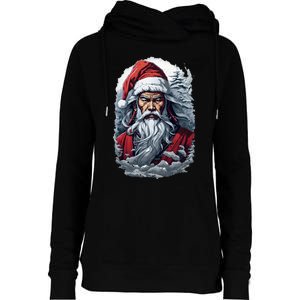 Samurai Santa Claus Womens Funnel Neck Pullover Hood