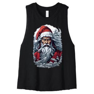 Samurai Santa Claus Women's Racerback Cropped Tank