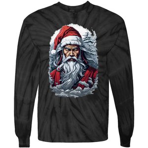 Samurai Santa Claus Tie-Dye Long Sleeve Shirt