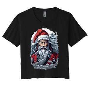 Samurai Santa Claus Women's Crop Top Tee