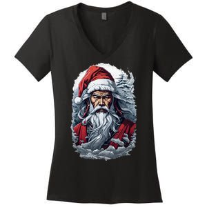 Samurai Santa Claus Women's V-Neck T-Shirt