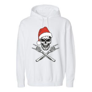 Skeleton Santa Claus Hat Rock And Roll Hand Cool Christmas Funny Gift Garment-Dyed Fleece Hoodie