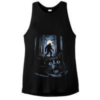 Surprised Scared Cat Selfie With Bigfo Ot Sasquatch Ladies PosiCharge Tri-Blend Wicking Tank