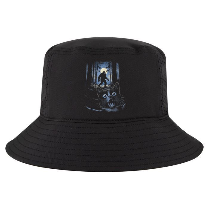 Surprised Scared Cat Selfie With Bigfo Ot Sasquatch Cool Comfort Performance Bucket Hat
