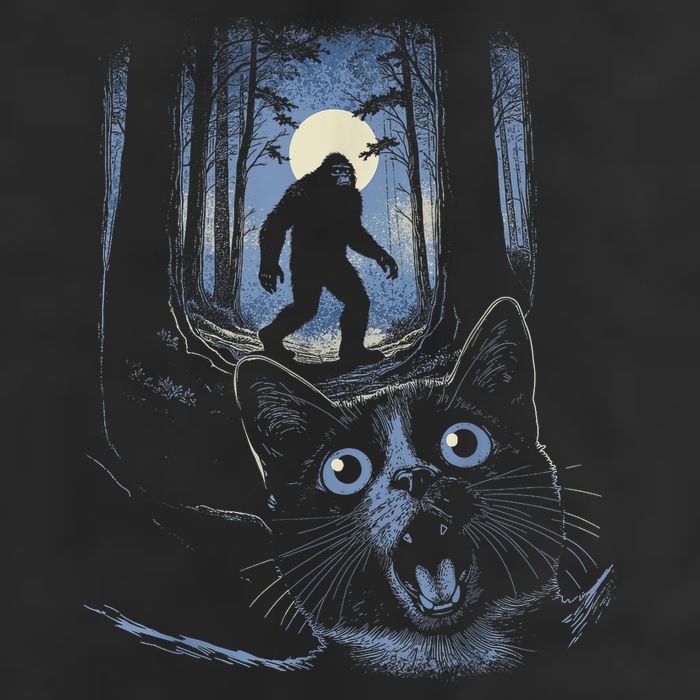 Surprised Scared Cat Selfie With Bigfo Ot Sasquatch Cool Comfort Performance Bucket Hat
