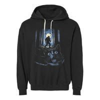 Surprised Scared Cat Selfie With Bigfo Ot Sasquatch Garment-Dyed Fleece Hoodie