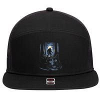 Surprised Scared Cat Selfie With Bigfo Ot Sasquatch 7 Panel Mesh Trucker Snapback Hat