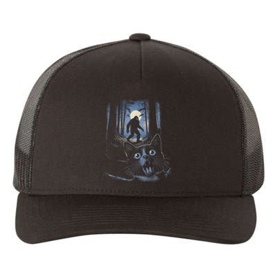 Surprised Scared Cat Selfie With Bigfo Ot Sasquatch Yupoong Adult 5-Panel Trucker Hat