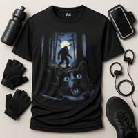 Surprised Scared Cat Selfie With Bigfo Ot Sasquatch Performance Shirt