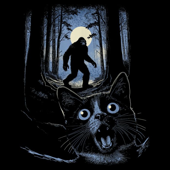 Surprised Scared Cat Selfie With Bigfo Ot Sasquatch Bucket Hat
