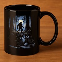 Surprised Scared Cat Selfie With Bigfo Ot Sasquatch 11oz C Handle Ceramic Mug