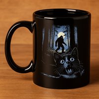 Surprised Scared Cat Selfie With Bigfo Ot Sasquatch 11oz C Handle Ceramic Mug