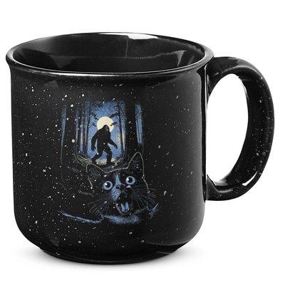 Surprised Scared Cat Selfie With Bigfo Ot Sasquatch 15oz Campfire Ceramic Mug
