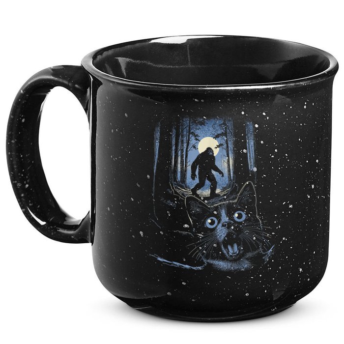 Surprised Scared Cat Selfie With Bigfo Ot Sasquatch 15oz Campfire Ceramic Mug
