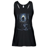 Surprised Scared Cat Selfie With Bigfo Ot Sasquatch Ladies Essential Flowy Tank