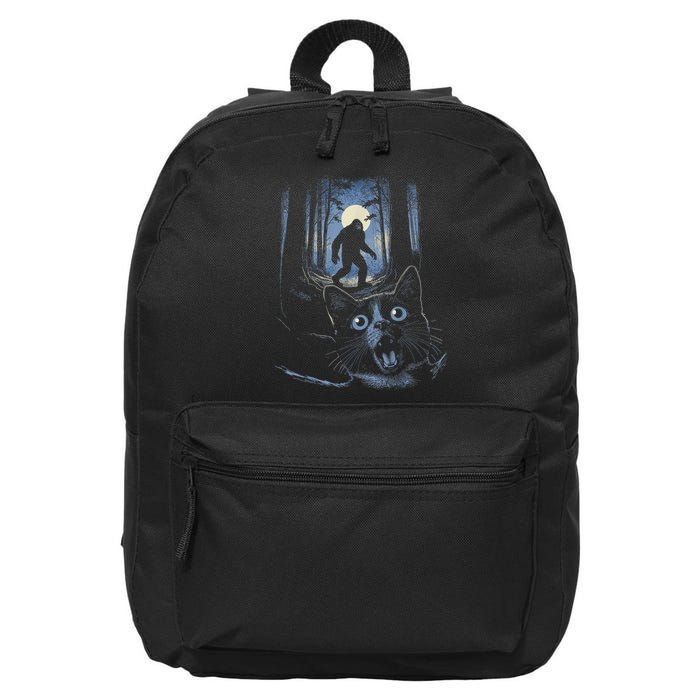 Surprised Scared Cat Selfie With Bigfo Ot Sasquatch 16 in Basic Backpack