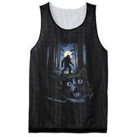 Surprised Scared Cat Selfie With Bigfo Ot Sasquatch Mesh Reversible Basketball Jersey Tank