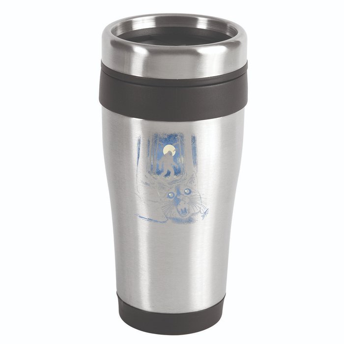 Surprised Scared Cat Selfie With Bigfo Ot Sasquatch 16oz Travel Tumbler
