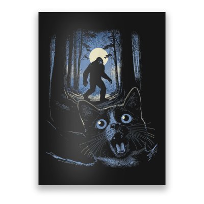 Surprised Scared Cat Selfie With Bigfo Ot Sasquatch Poster