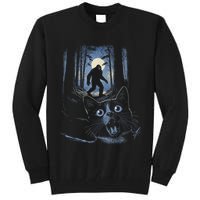 Surprised Scared Cat Selfie With Bigfo Ot Sasquatch Tall Sweatshirt
