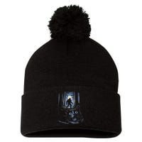 Surprised Scared Cat Selfie With Bigfo Ot Sasquatch Pom Pom 12in Knit Beanie