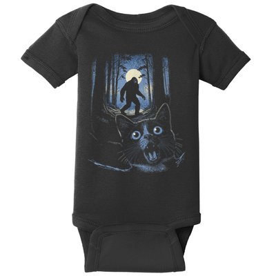 Surprised Scared Cat Selfie With Bigfo Ot Sasquatch Baby Bodysuit