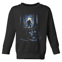 Surprised Scared Cat Selfie With Bigfo Ot Sasquatch Toddler Sweatshirt