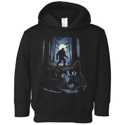 Surprised Scared Cat Selfie With Bigfo Ot Sasquatch Toddler Hoodie