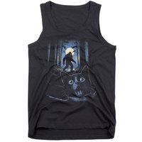 Surprised Scared Cat Selfie With Bigfo Ot Sasquatch Tank Top