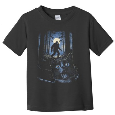 Surprised Scared Cat Selfie With Bigfo Ot Sasquatch Toddler T-Shirt