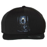 Surprised Scared Cat Selfie With Bigfo Ot Sasquatch Wool Snapback Cap