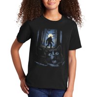 Surprised Scared Cat Selfie With Bigfo Ot Sasquatch Kids T-Shirt