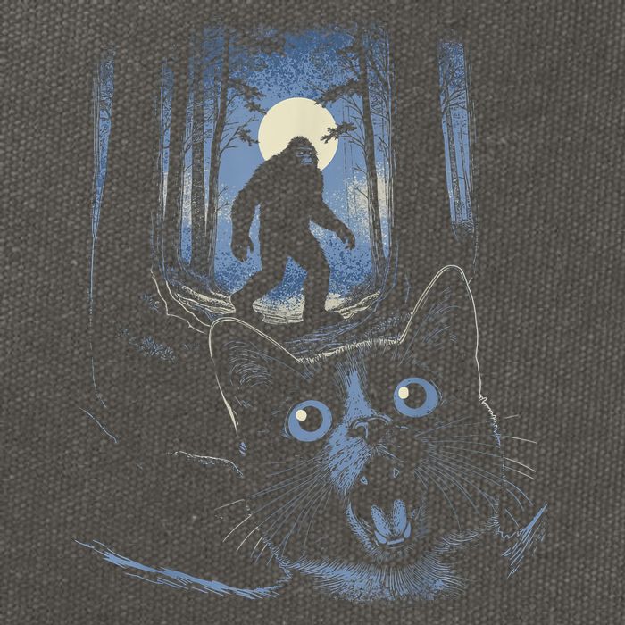 Surprised Scared Cat Selfie With Bigfo Ot Sasquatch Cotton Canvas Backpack