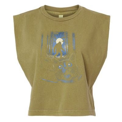 Surprised Scared Cat Selfie With Bigfo Ot Sasquatch Garment-Dyed Women's Muscle Tee