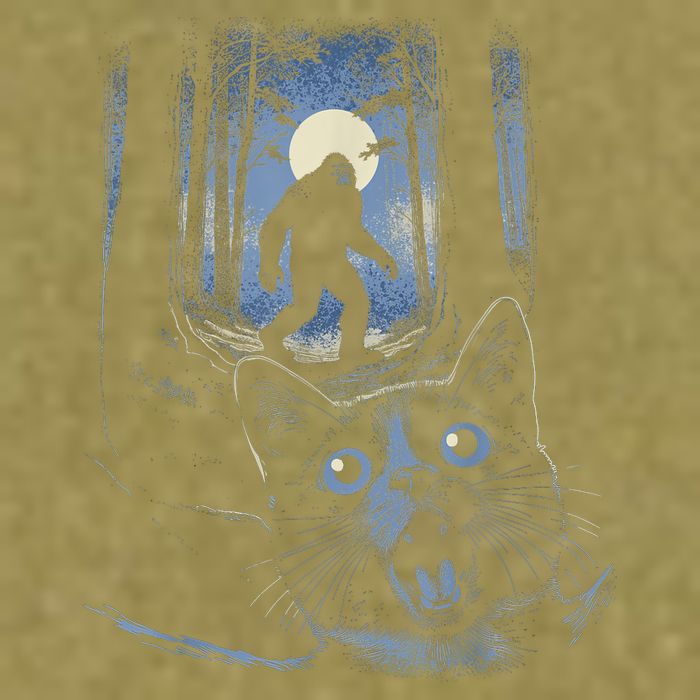 Surprised Scared Cat Selfie With Bigfo Ot Sasquatch Garment-Dyed Women's Muscle Tee