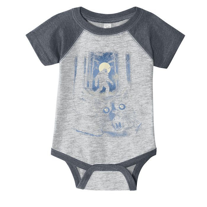 Surprised Scared Cat Selfie With Bigfo Ot Sasquatch Infant Baby Jersey Bodysuit