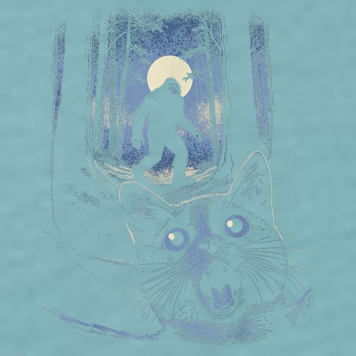 Surprised Scared Cat Selfie With Bigfo Ot Sasquatch Sueded Cloud Jersey T-Shirt