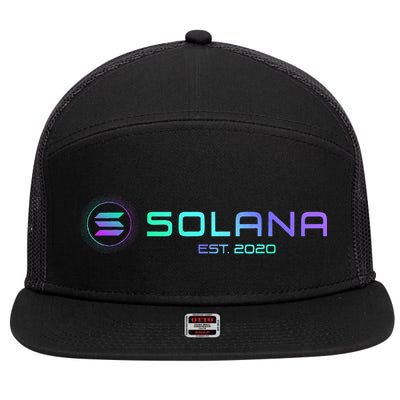 Solana Sol Coin Crypto Logo Blockchain Solana 7 Panel Mesh Trucker Snapback Hat