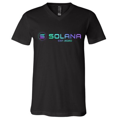Solana Sol Coin Crypto Logo Blockchain Solana V-Neck T-Shirt