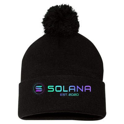 Solana Sol Coin Crypto Logo Blockchain Solana Pom Pom 12in Knit Beanie