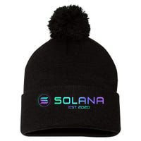 Solana Sol Coin Crypto Logo Blockchain Solana Pom Pom 12in Knit Beanie