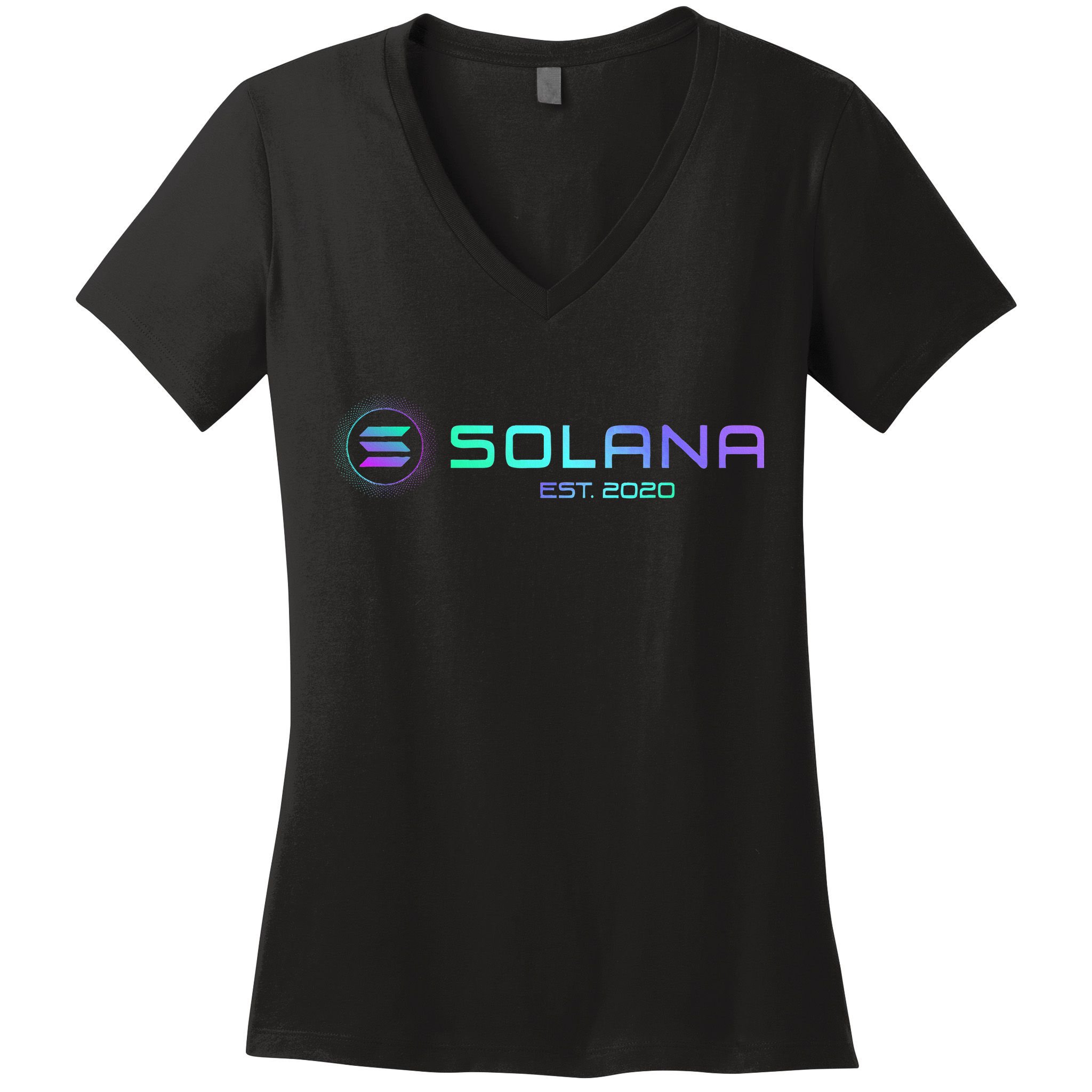 Solana Sol Coin Crypto Logo Blockchain Solana Women's V-Neck T-Shirt