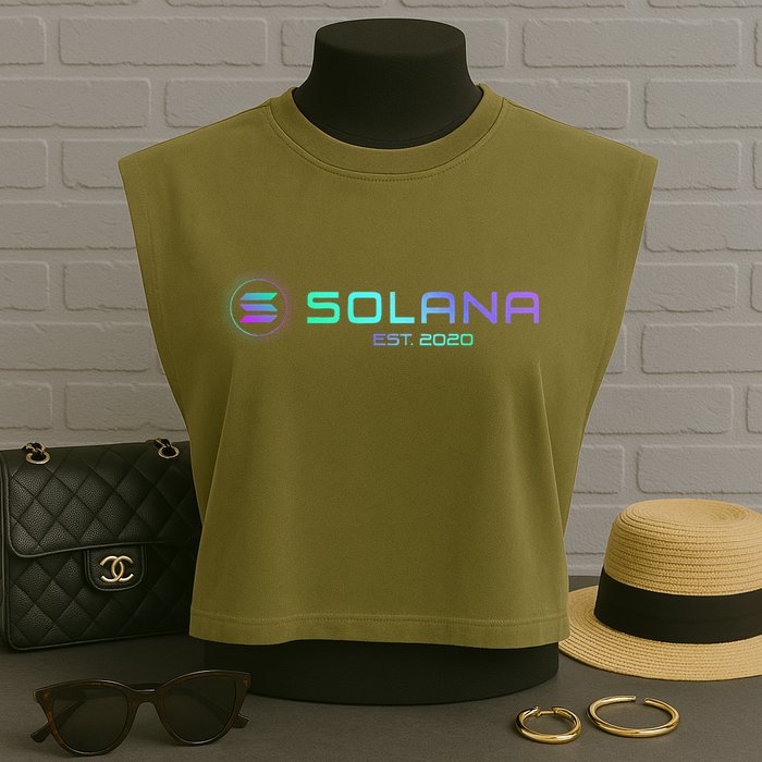 Solana Sol Coin Crypto Logo Blockchain Solana Garment-Dyed Women's Muscle Tee