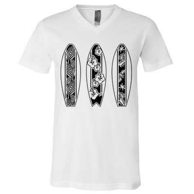 Surfing Surfboard Classic Retro Surfboarder Surfer Surf Life V-Neck T-Shirt