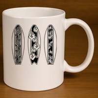Surfing Surfboard Classic Retro Surfboarder Surfer Surf Life 11oz C Handle Ceramic Mug